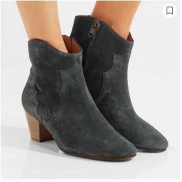 Isabel Marant Dicker Grey Suede Ankle Cowboy Western Booties - Picture 1 of 4